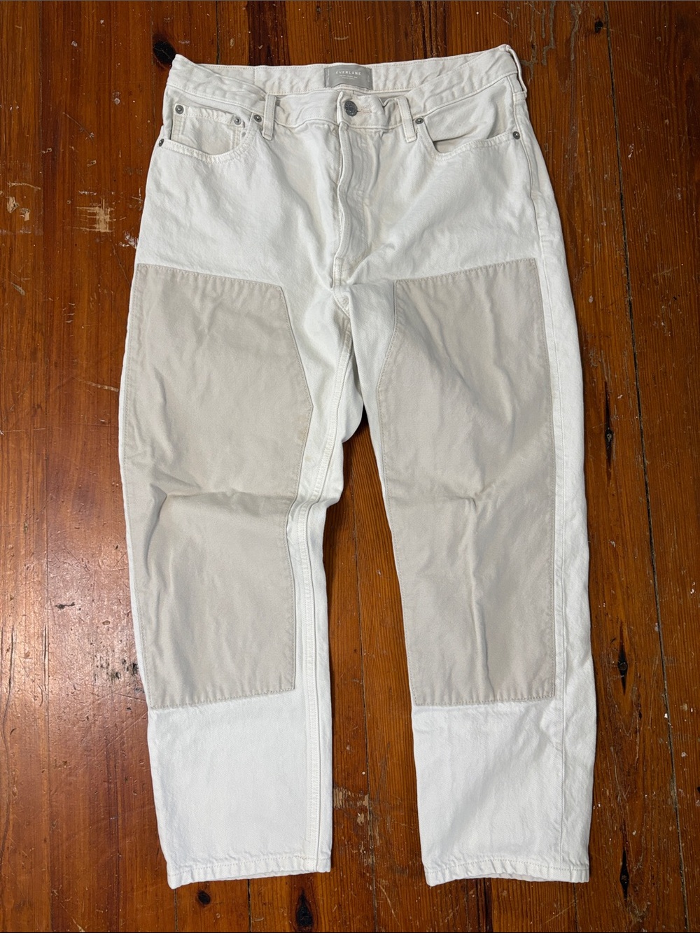 Everlane White Jeans Light Beige Knee Panels The 90s Cheeky Jean 31 Crop